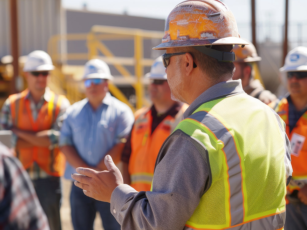 safety briefing at job site